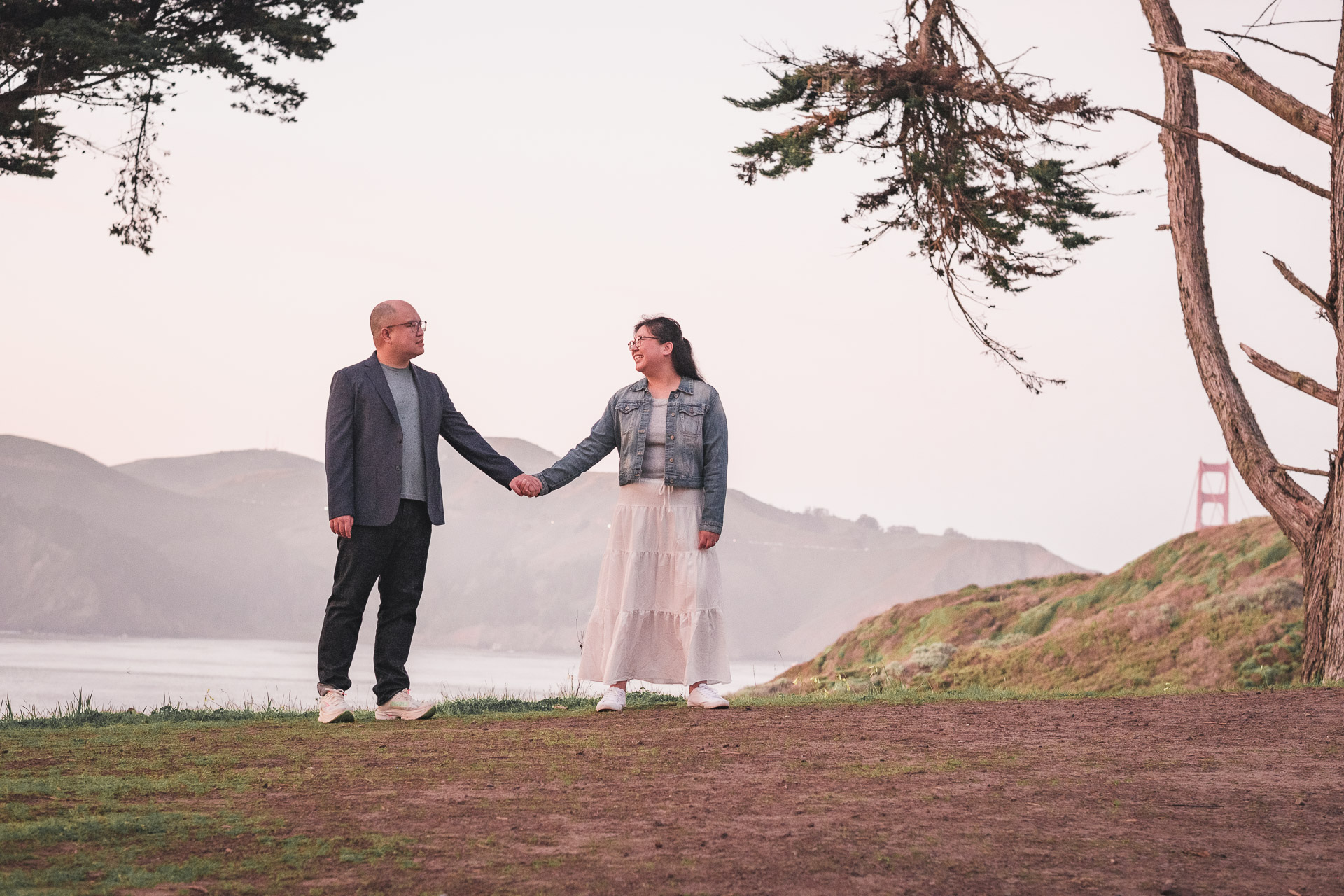 Bride and groom walking through San Francisco — wedding photography by Matt Dea