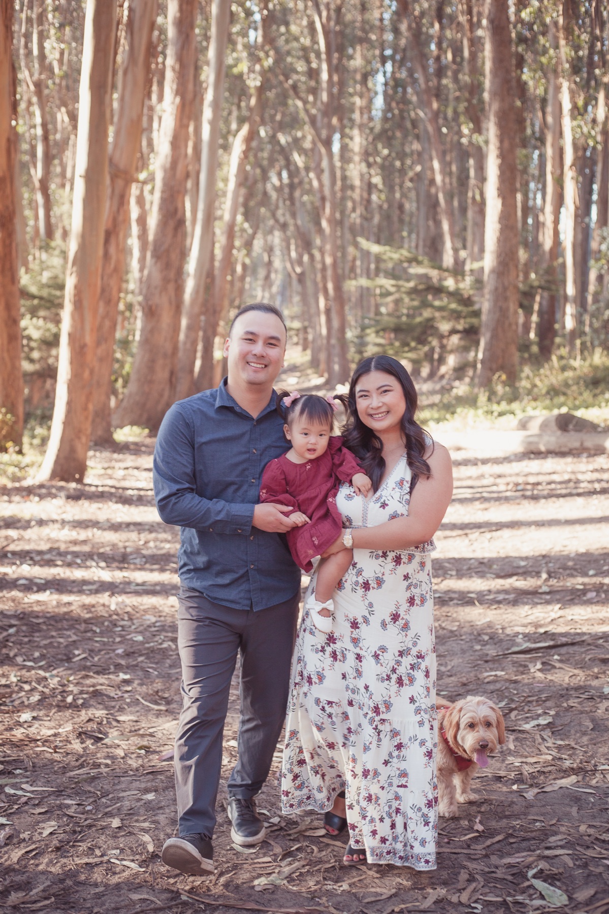 A close, joyful family moment during a fall mini session in San Francisco