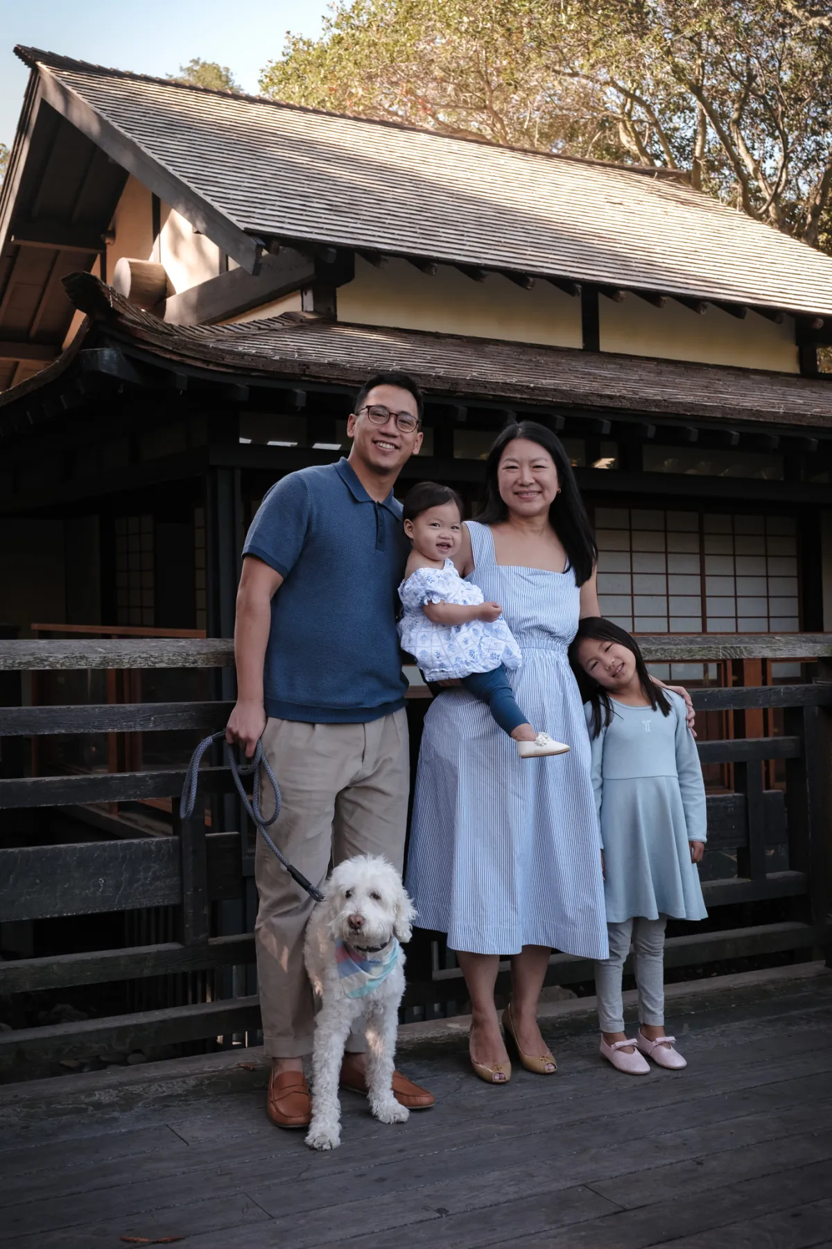 Lin family photos at the Japanese tea house, Piedmont Park, Piedmont CA