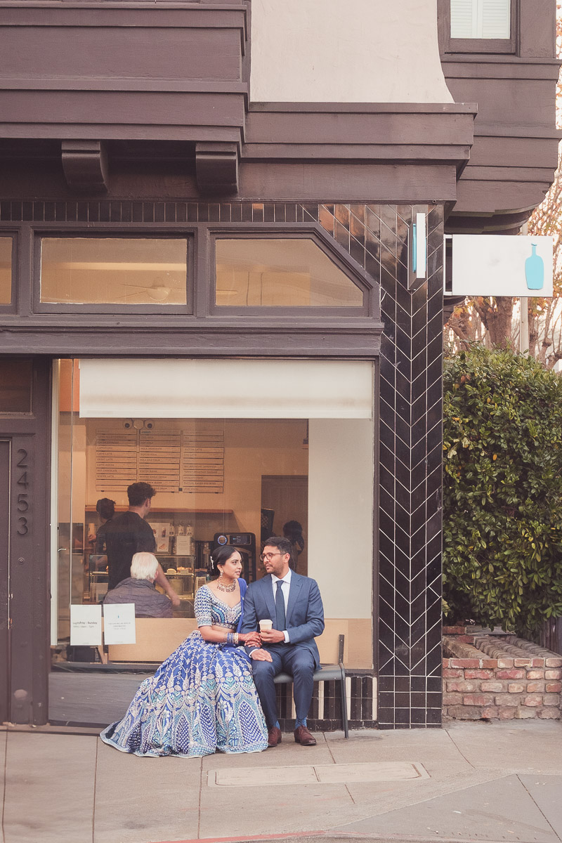 Wedding couple walking along the San Francisco waterfront — wedding photography by Matt Dea