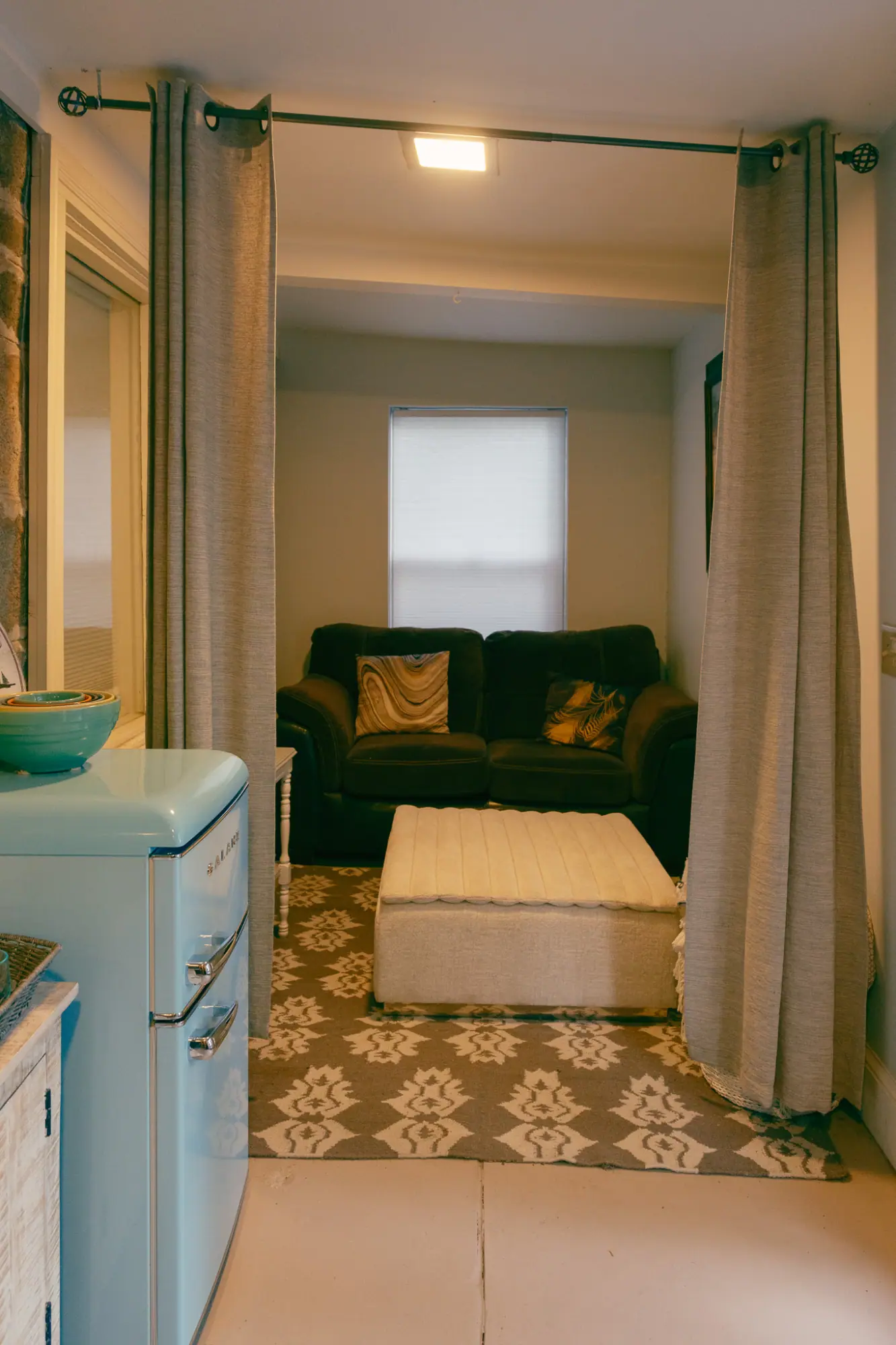 Looking into a guest room at the inn