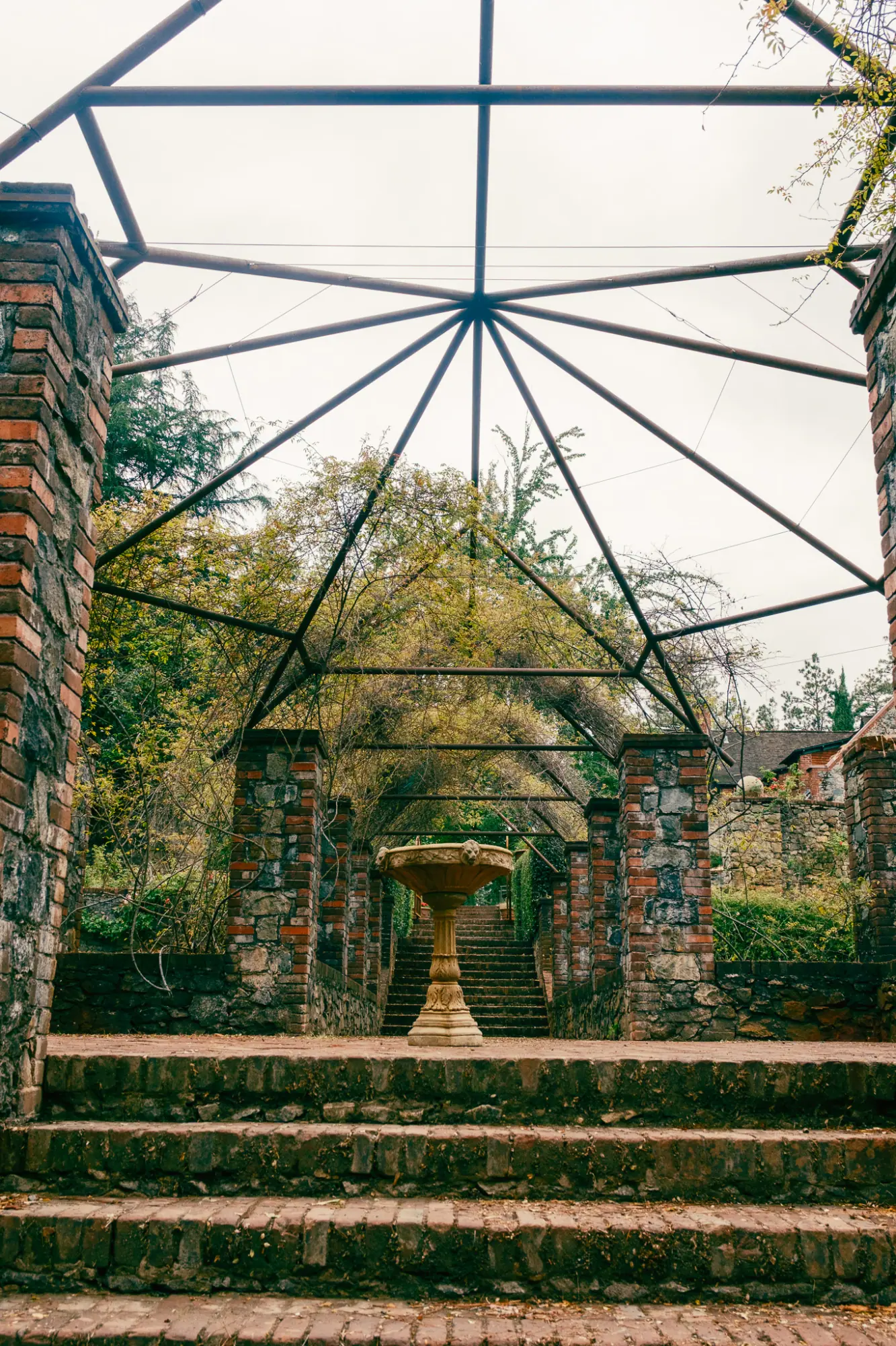 Steps up to the fountain pavilion