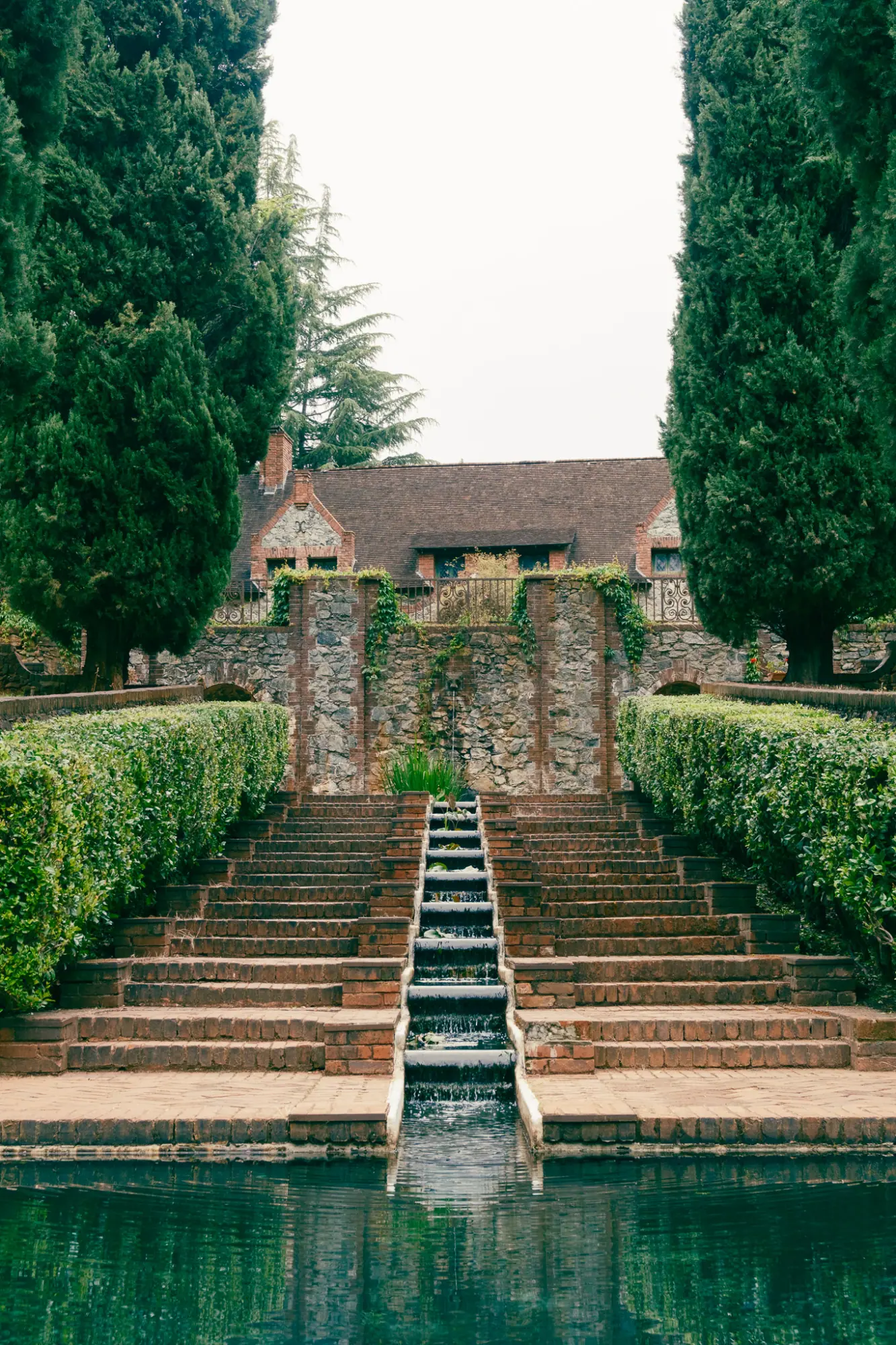 Steps of water flowing into the reflecting pool