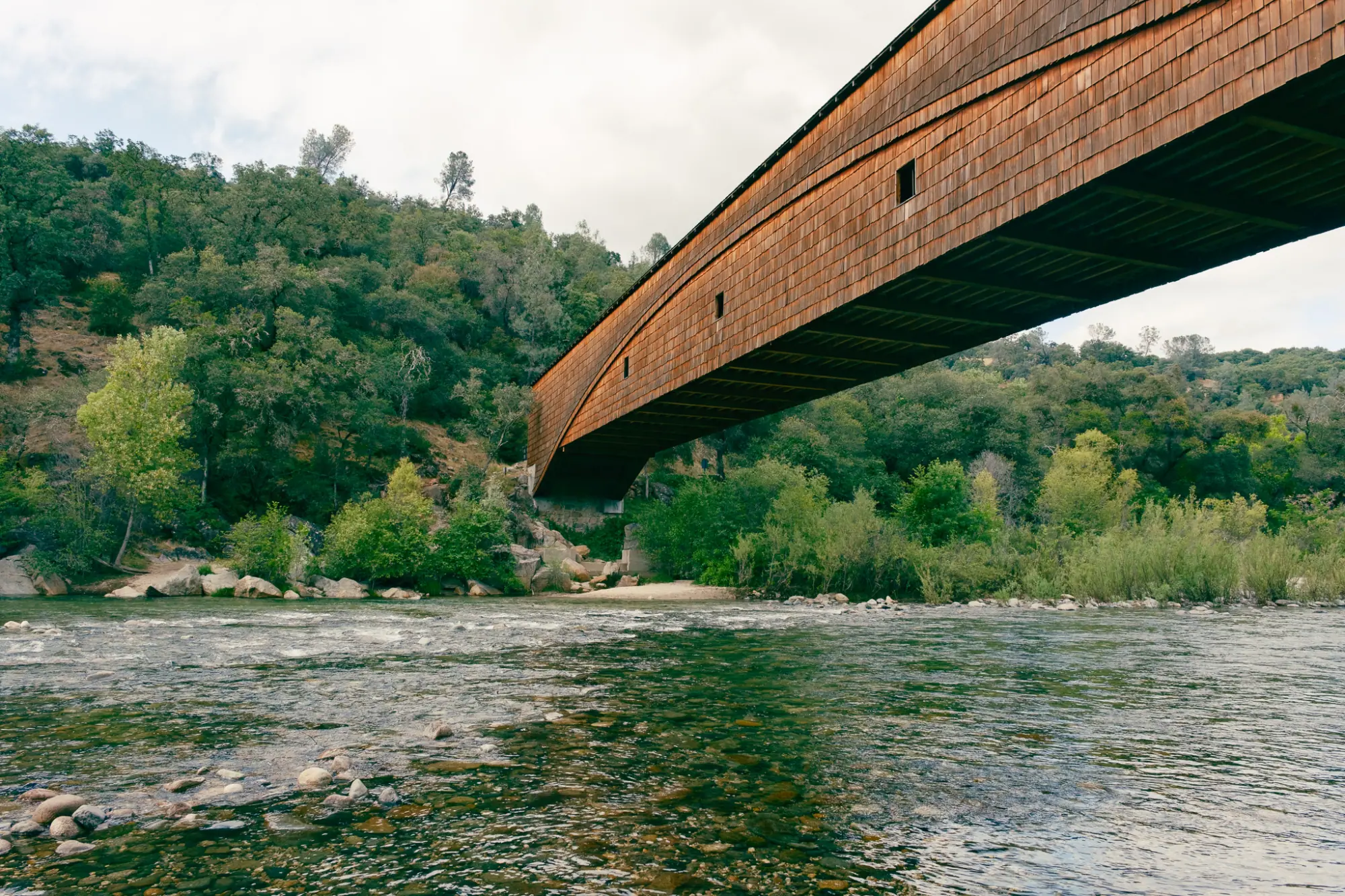 The covered bridge spanning the South Yuba River