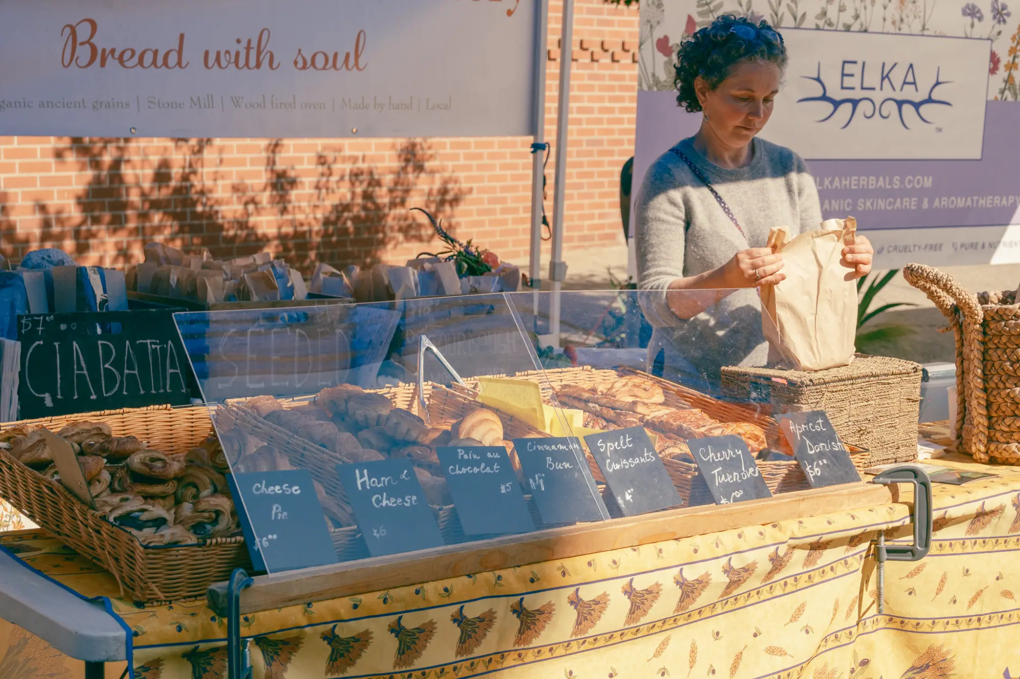 A bread stall at the market