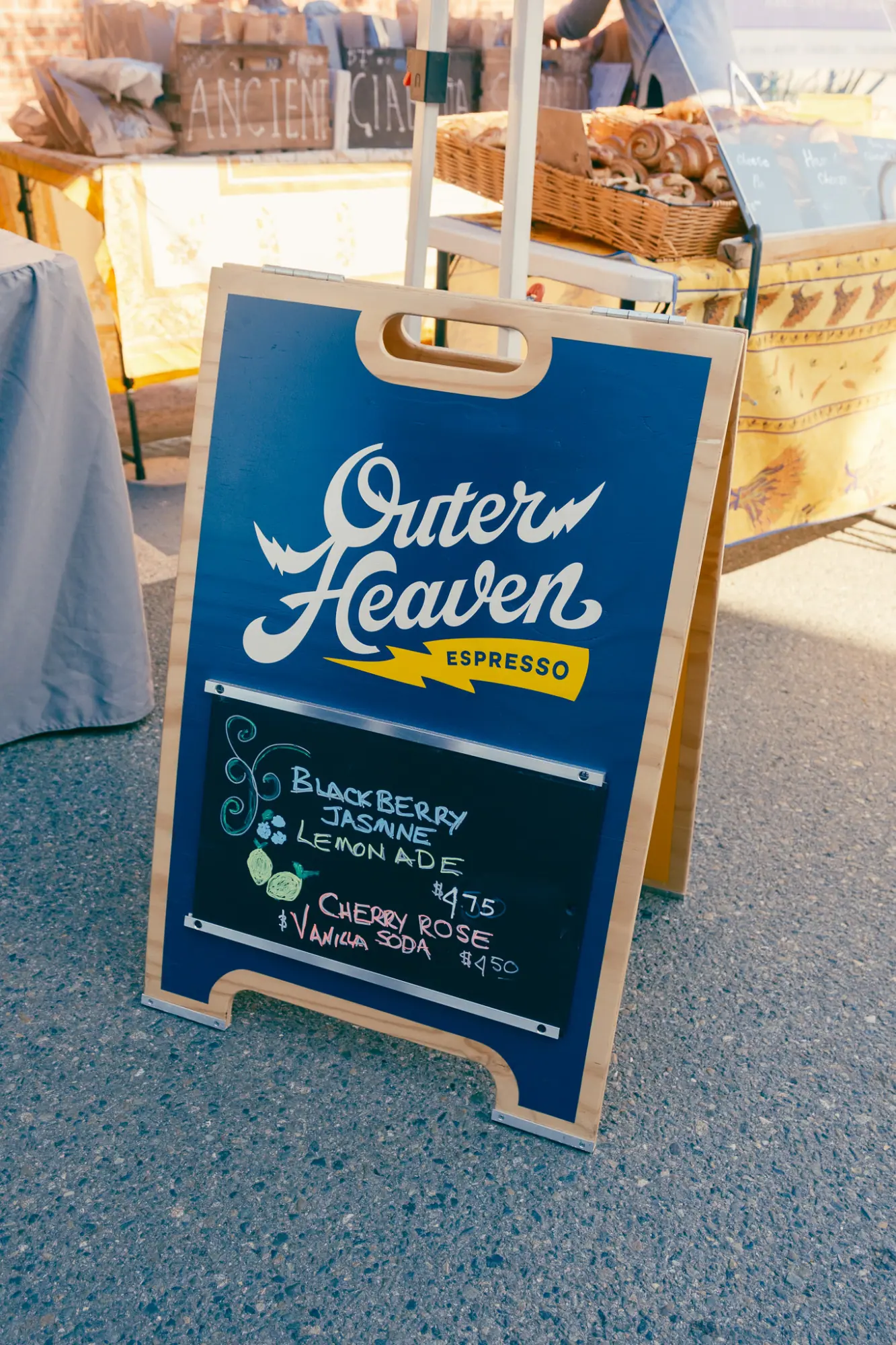 Outer Heaven sign at the market
