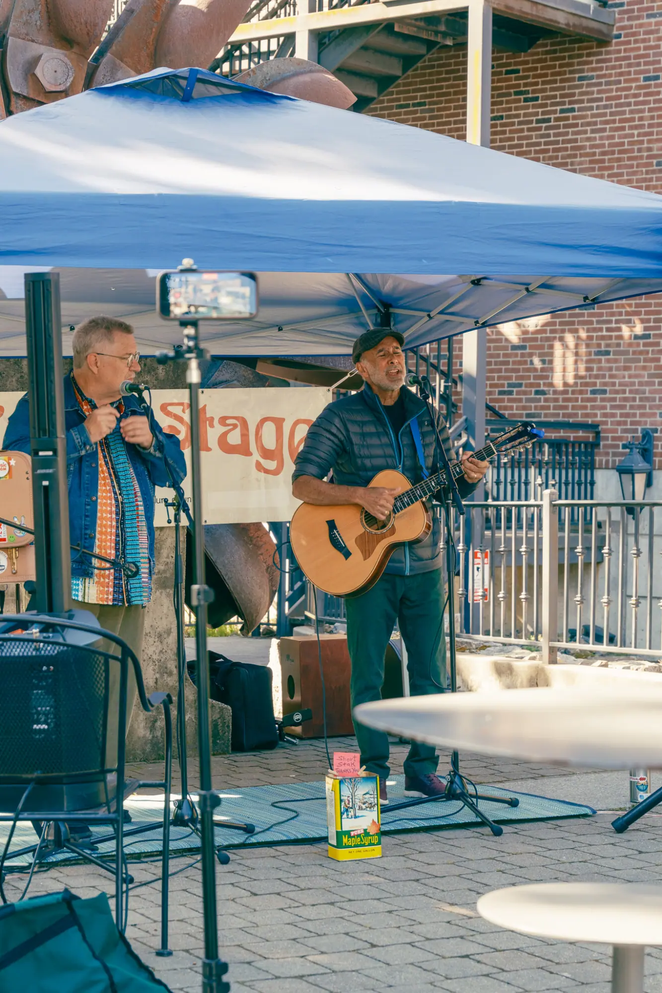 Two musicians with guitars