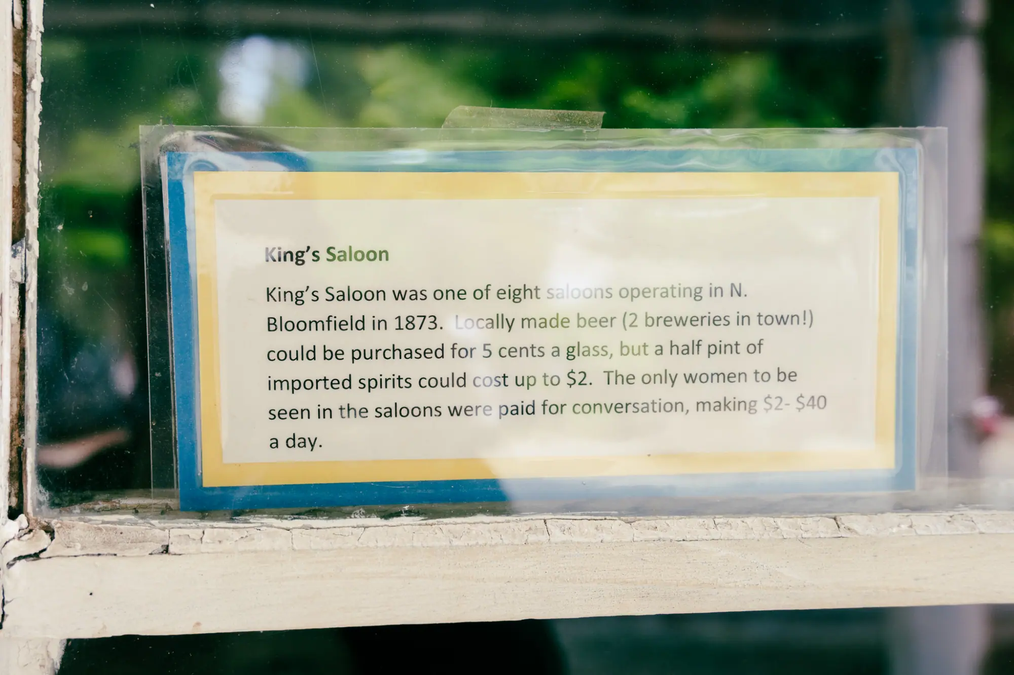 A sign about King's Saloon
