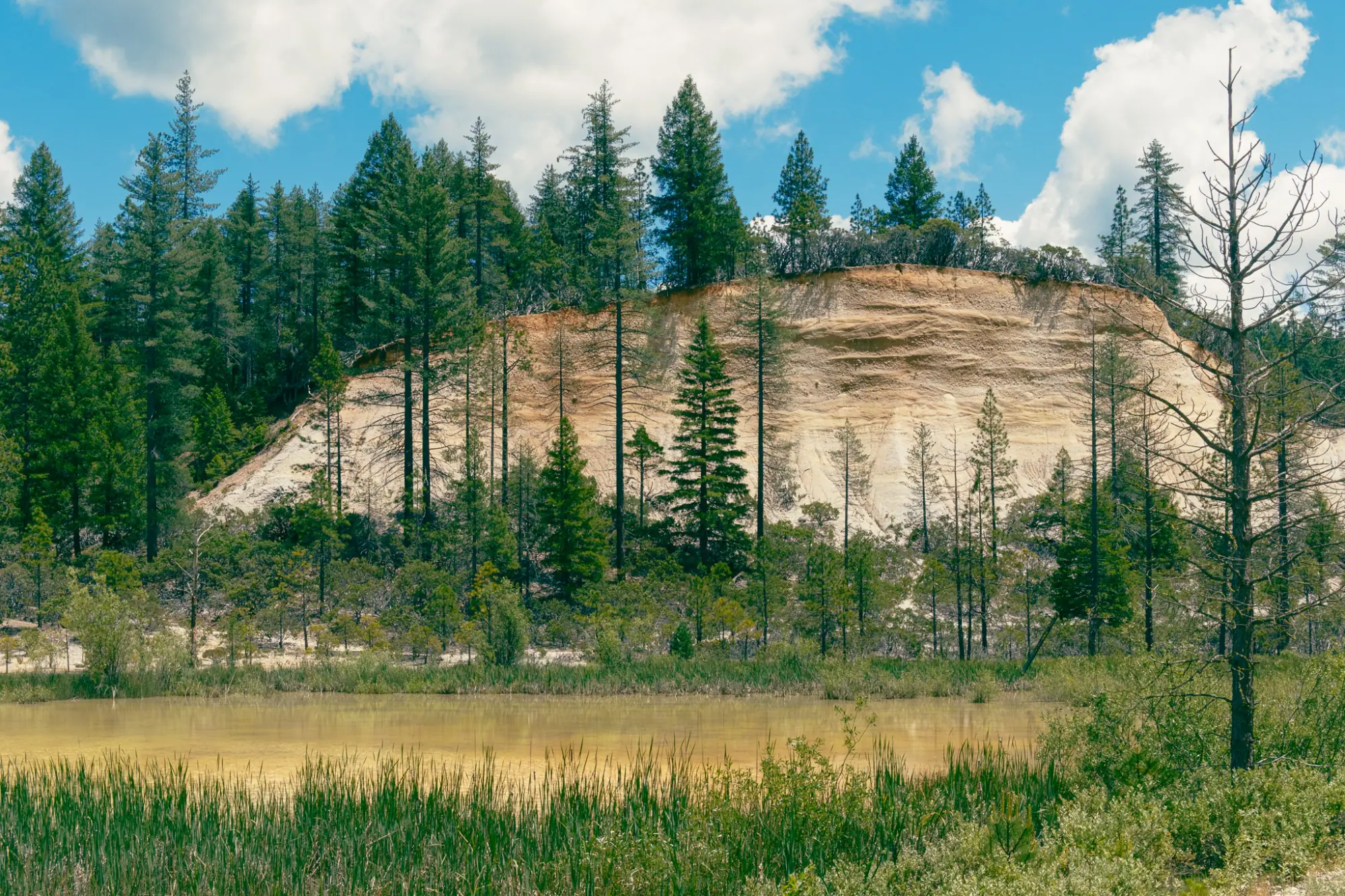 A pale hill of eroded gravel
