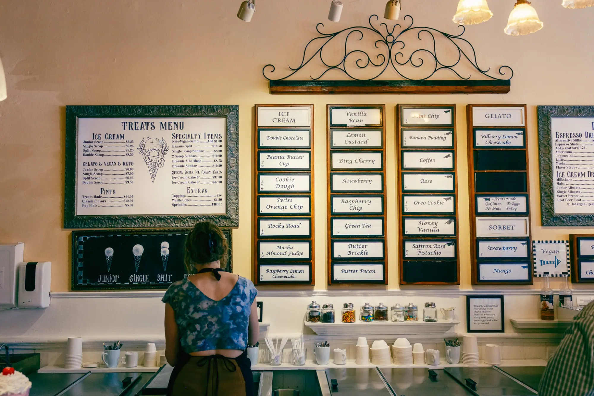 The ice cream counter at Treats