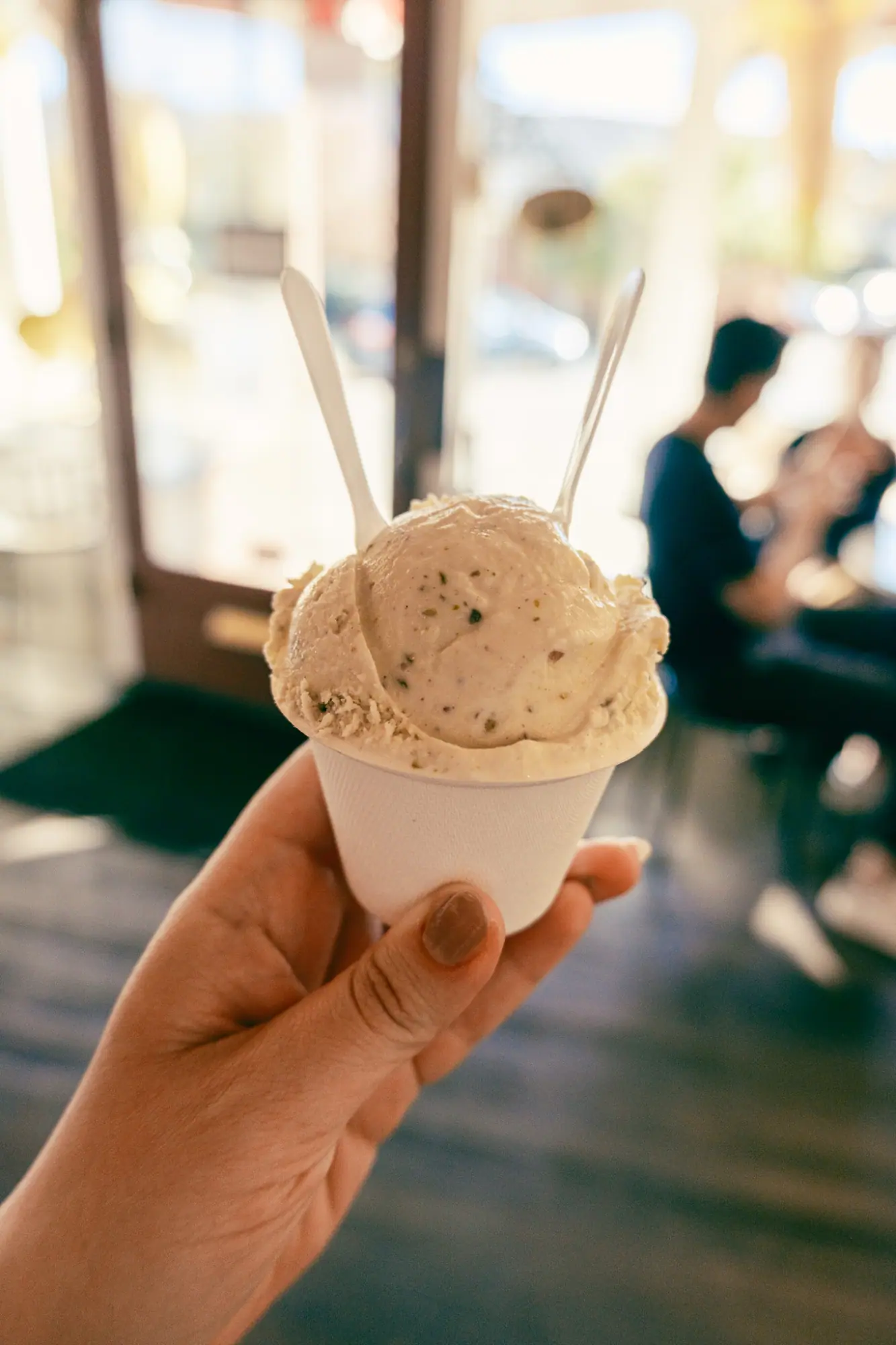 An ice cream cone from Treats
