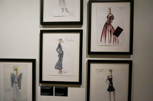 Framed fashion design sketches
