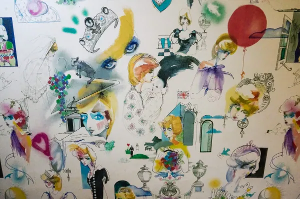 Colourful illustrated mural