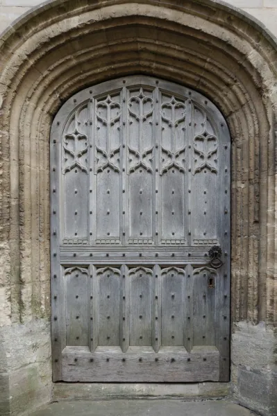 Weathered Gothic oak door