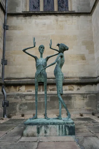 Bronze sculpture of two figures