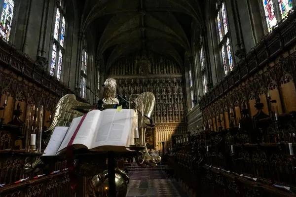 Eagle lectern and reredos
