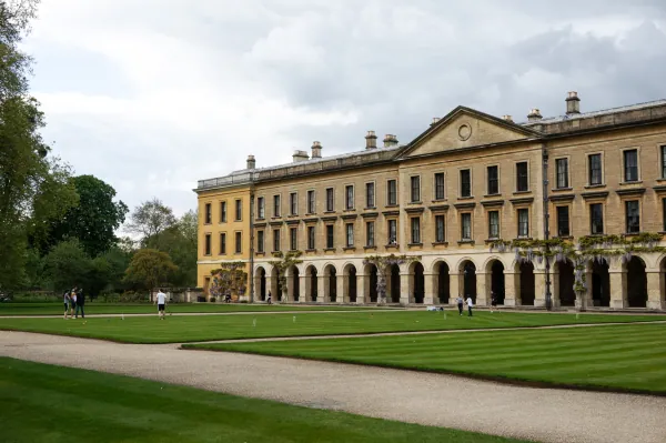New Building across a striped lawn