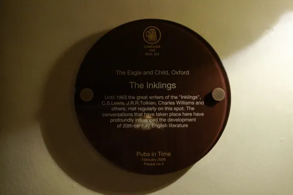 Close-up of the Inklings plaque