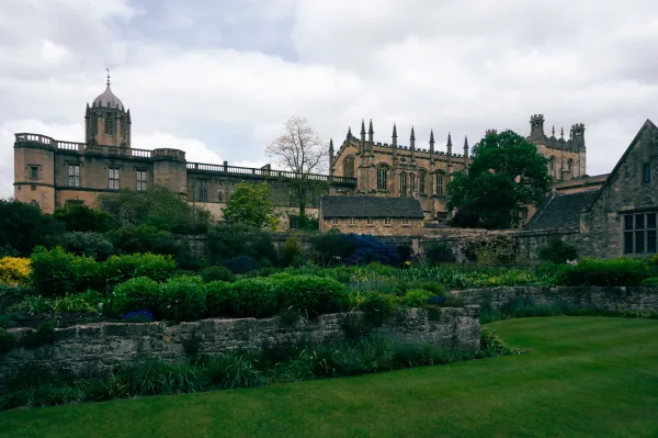 Tom Tower and cathedral over gardens