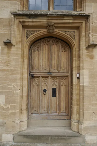 Carved oak door