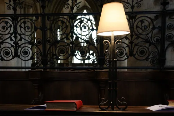 Lamp and ironwork screen