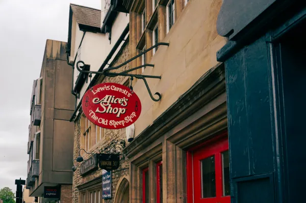 "Lewis Carroll's Alice's Shop" sign