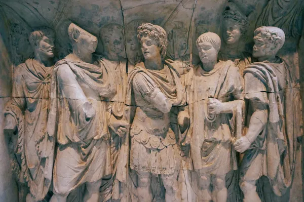 Roman relief cast of togate figures