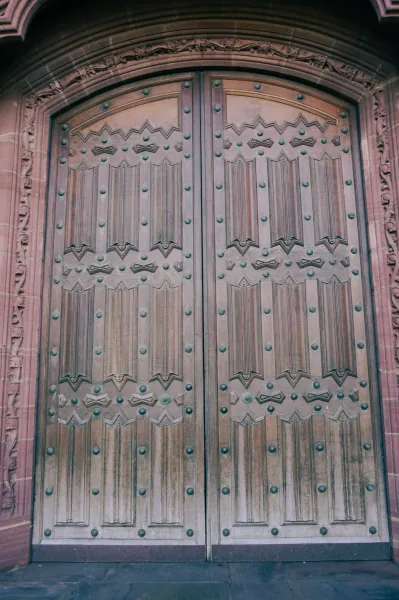 Carved timber doors