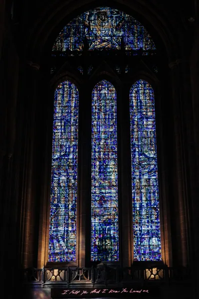Tall blue lancet windows
