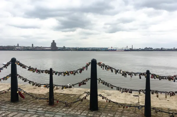 Love-lock chains along the riverside