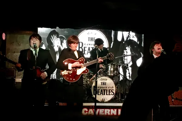 Tribute band with Beatles drum kit