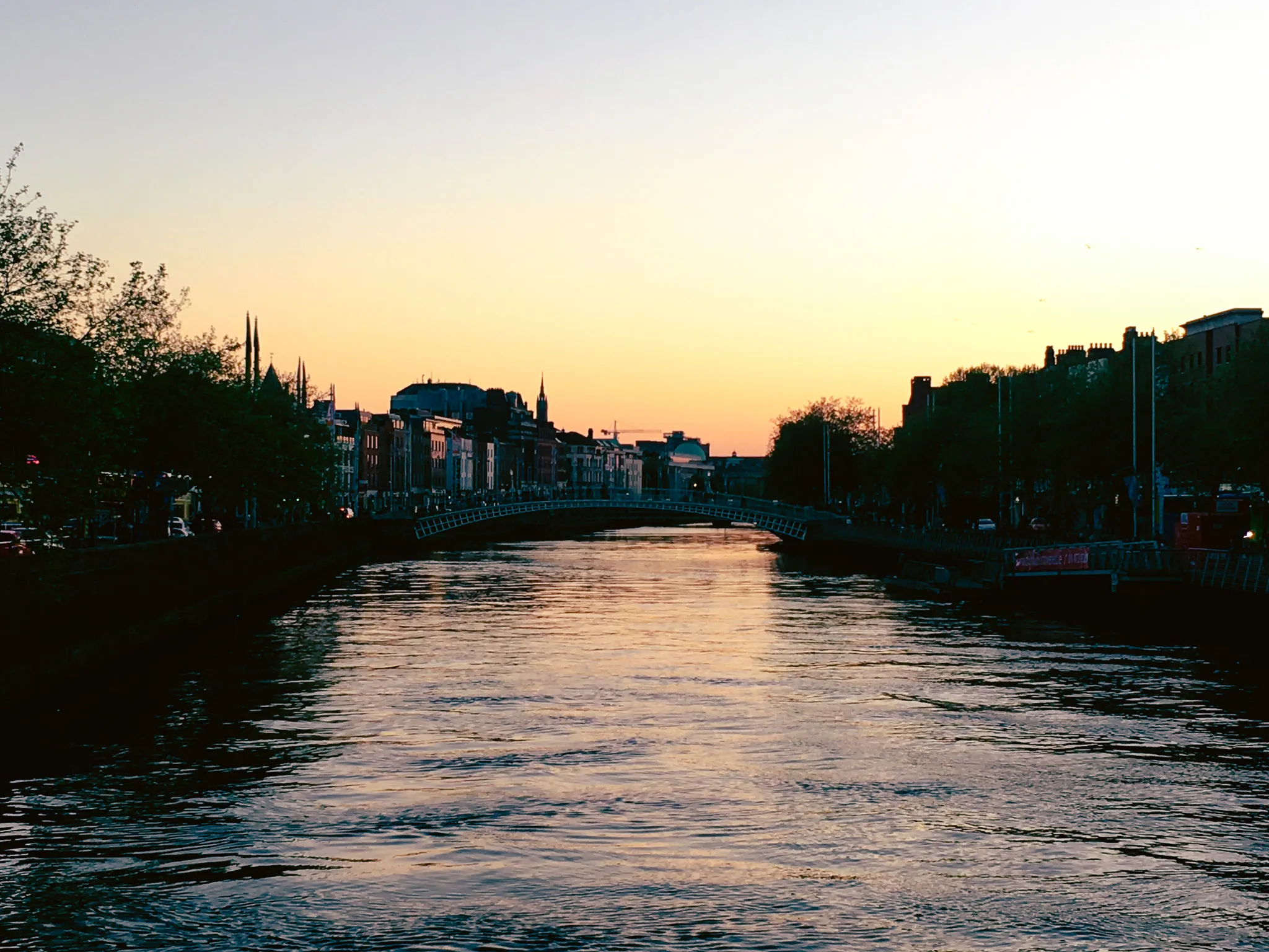 Liffey at sunset with bridges