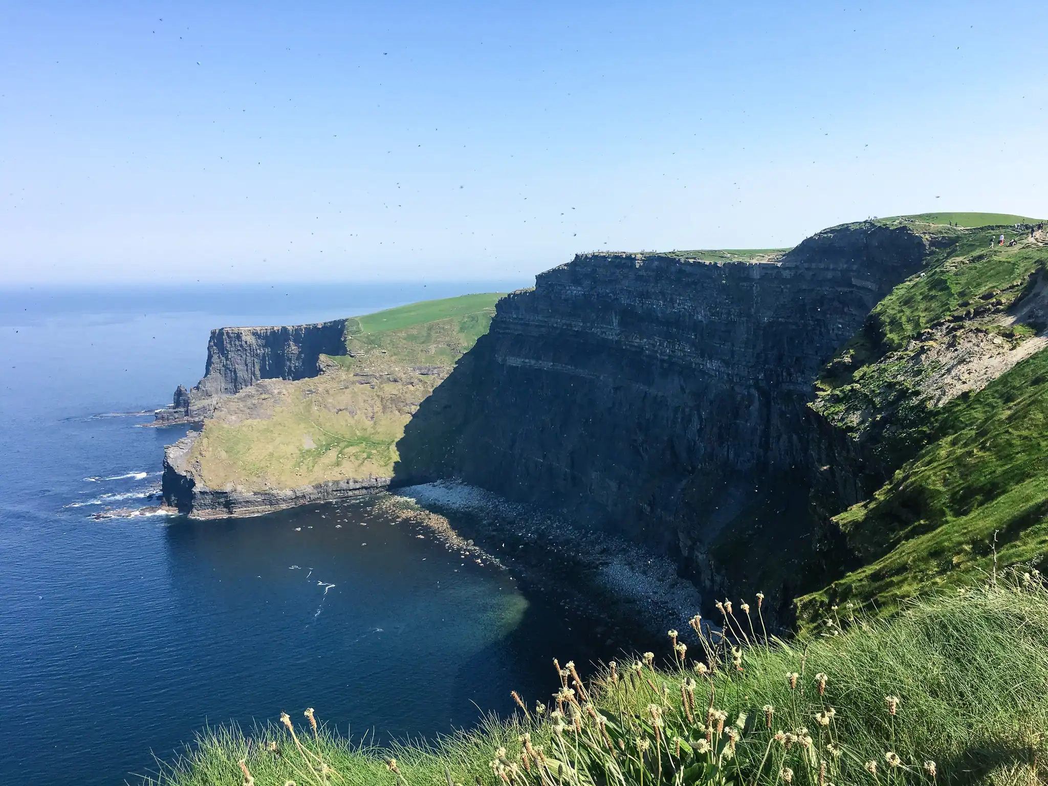 Cliffs curving around a bay
