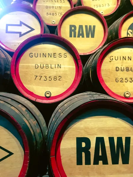 Stacked Guinness casks