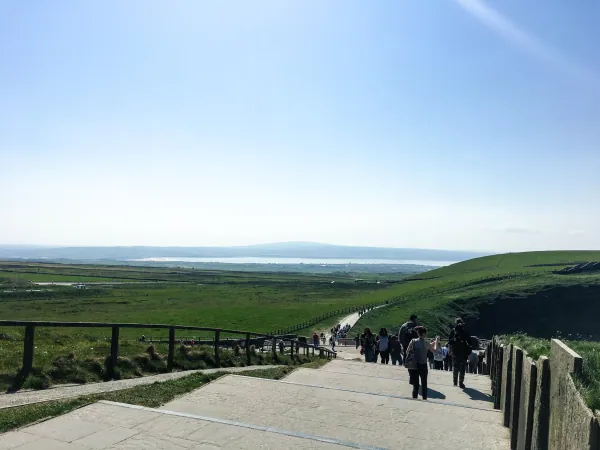 Visitors on the paved cliff path