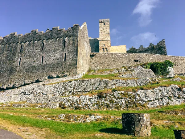 Castle walls and round tower
