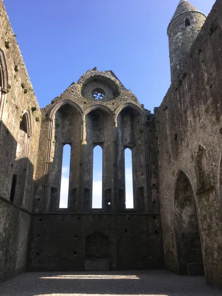 Lancet windows and round tower