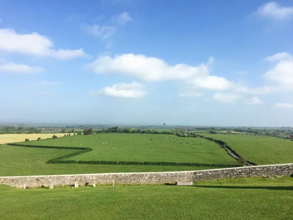 Green fields seen from the rock