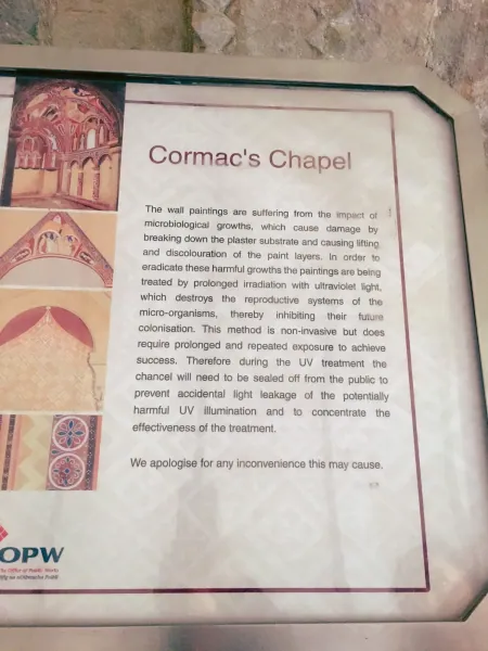 Cormac's Chapel info sign