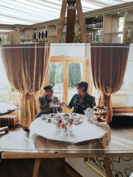 Easel photo of afternoon tea