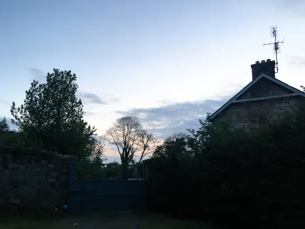 Building silhouette at dusk