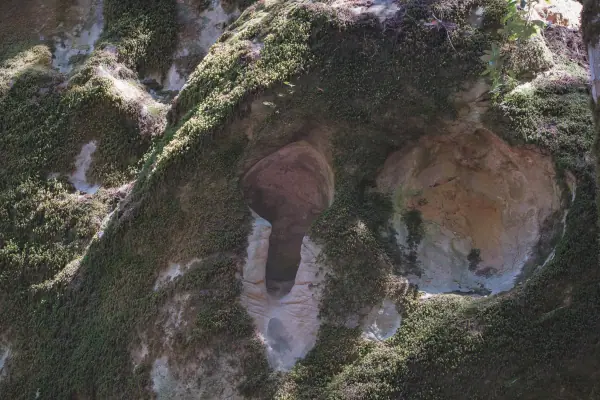 Mossy sandstone with deep pockets